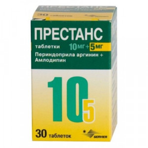 ПРЕСТАНС АМЛОДИПИН 5МГ.+ПЕРИНДОПРИЛ 10МГ. №30 ТАБ.